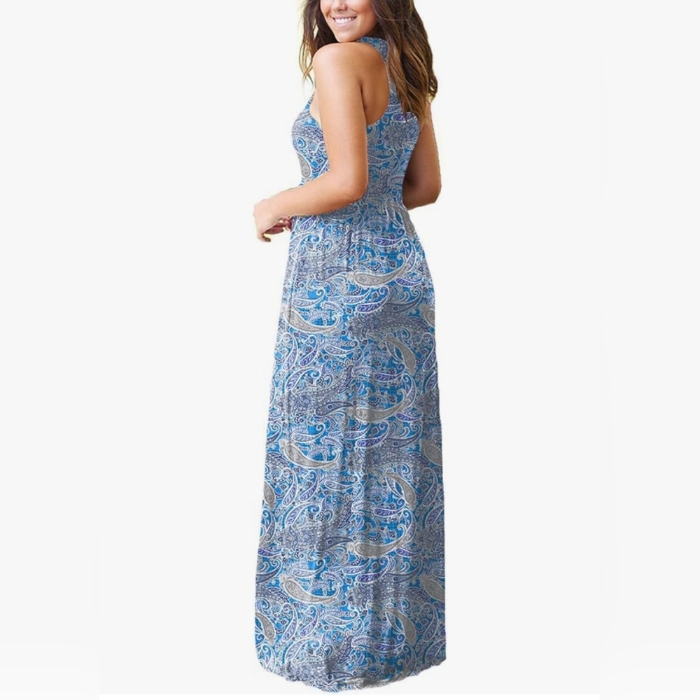 GRECERELLE XL Women's Sleeveless Maxi Dress Floral Print